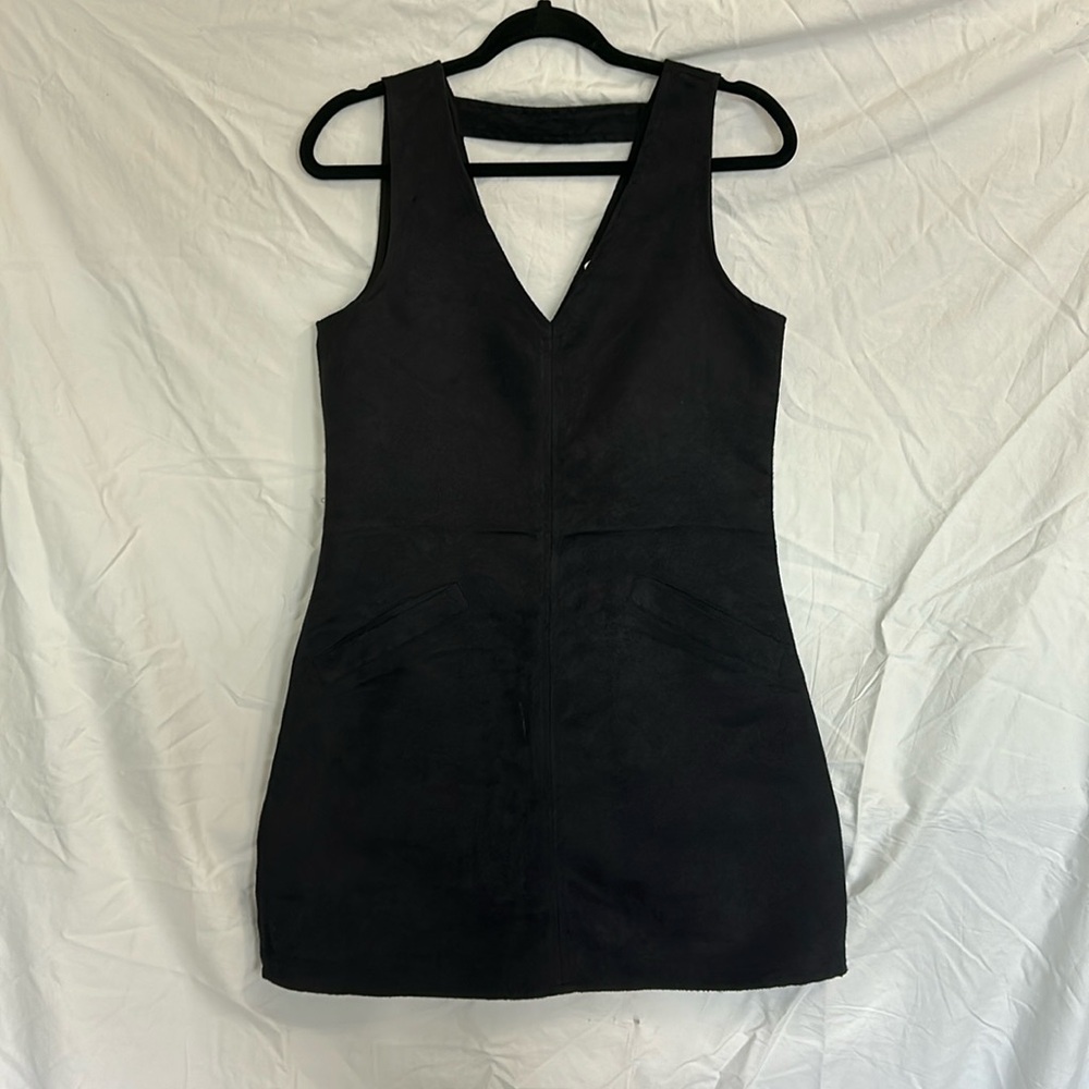 Dark Faux suede dress with pockets